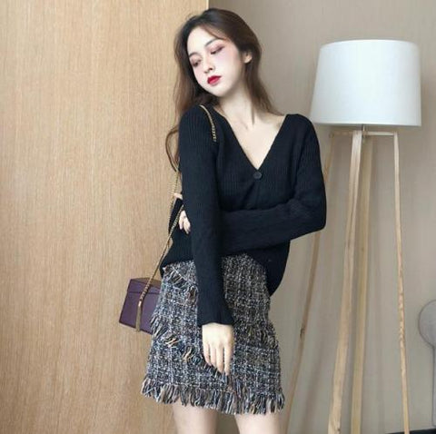 2019 Autumn Winter Womans V-necked Cardigan Knitted Coat