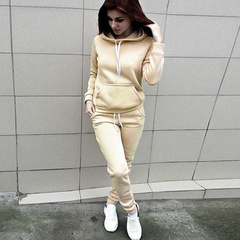 2019 Autumn Winter 2 Piece Set Women Hoodie Pants Printed Tracksuit Pullover Sweatshirt Trousers With Pockets Tracksuit Suits