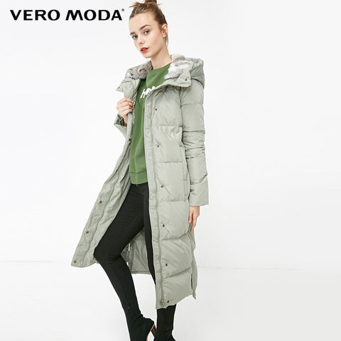 Vero Moda new detachable rabbit fur hooded long down jacket women | 318312503